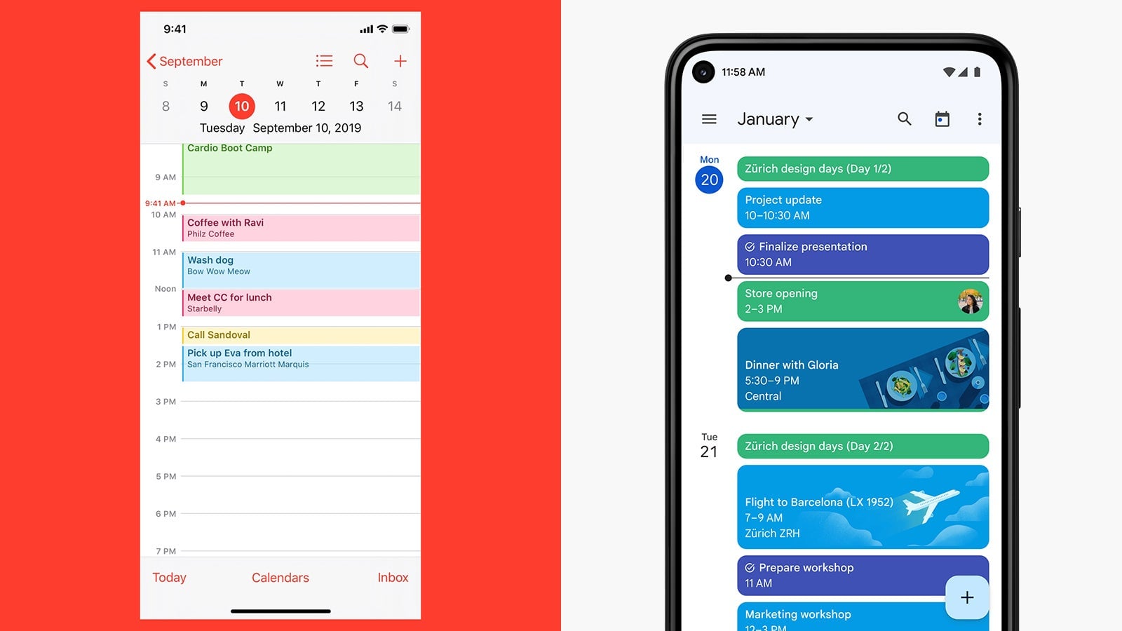 Screenshot: Apple Calendar/Google Calendar