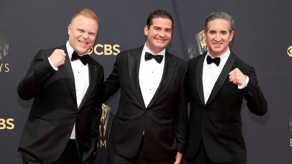 Josh Heald, Jon Hurwitz, and Hayden Schlossberg, the creators of Cobra Kai. 