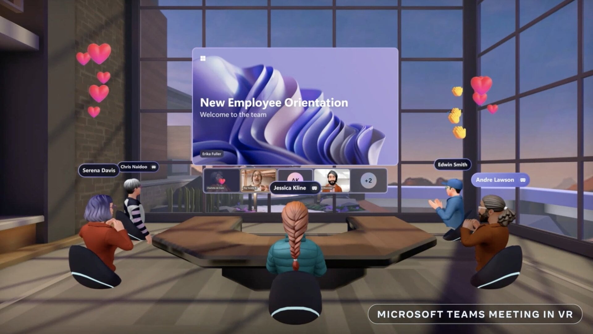 An example of a Microsoft Teams meeting in VR.