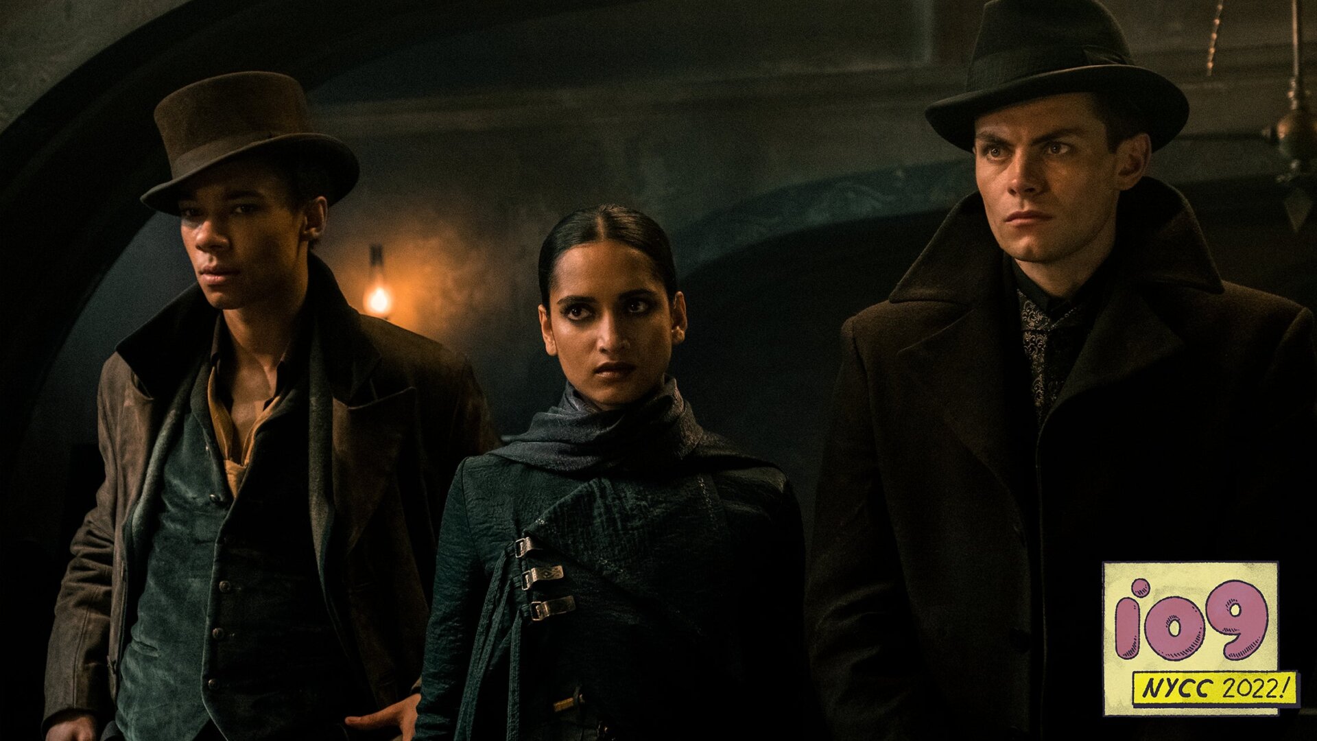 Kit Young, Amita Suman, and Freddy Carter as the Crows.