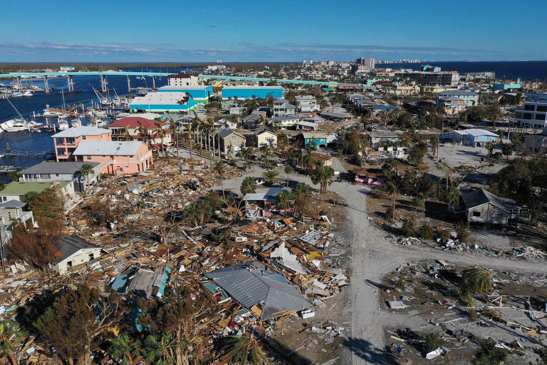 Aerial view of damage in Fort Myers, FL, on October 2.