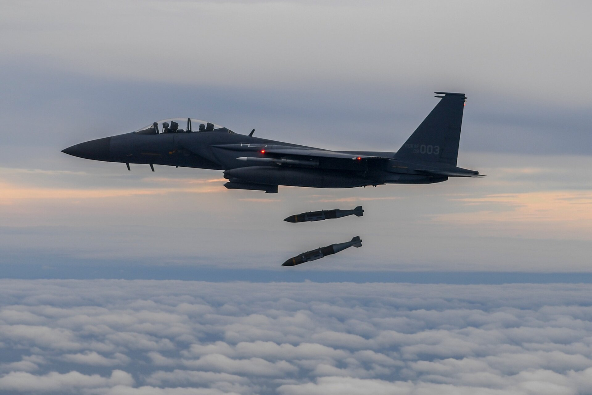 The Republic of Korea and United States conduct combined attack squadron  flight and precision bombing on Oct. 4, 2022, at Jikdo range.