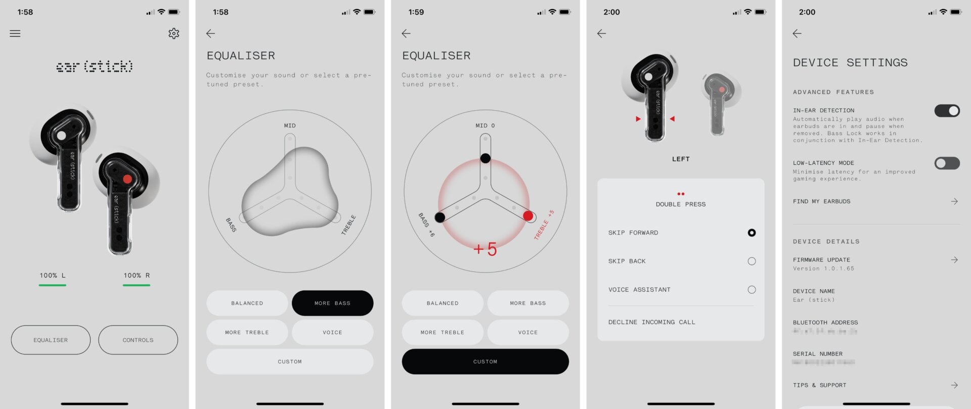 The Nothing X app allows the sound and functionality of the Ear (stick) to be customized in a limited fashion.