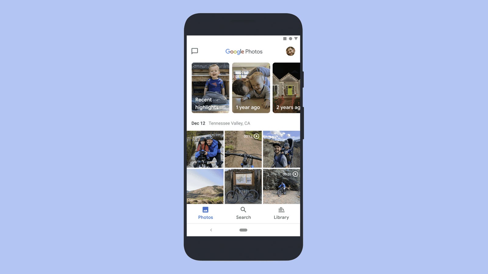 Memories are front and center in Google Photos.