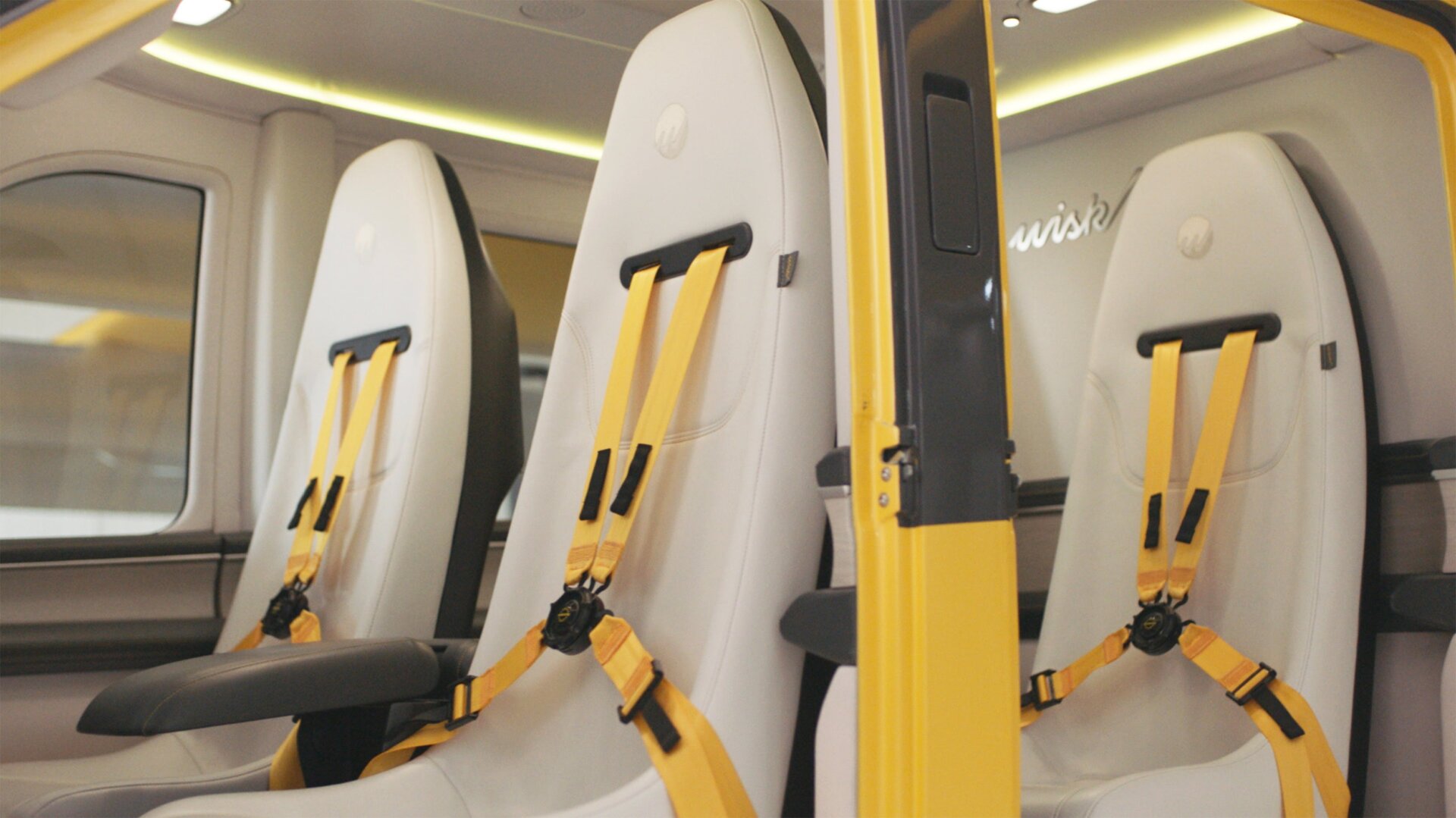 Each seat has access to a touchscreen which the company showed goes over the pre-flight check with passengers.