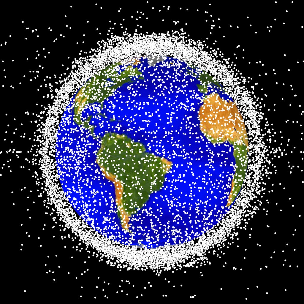 NASA tracks the approximate number of objects in orbit around Earth. This graphic, based on 2019 data, shows all of the objects currently tracked in Low Earth Orbit.