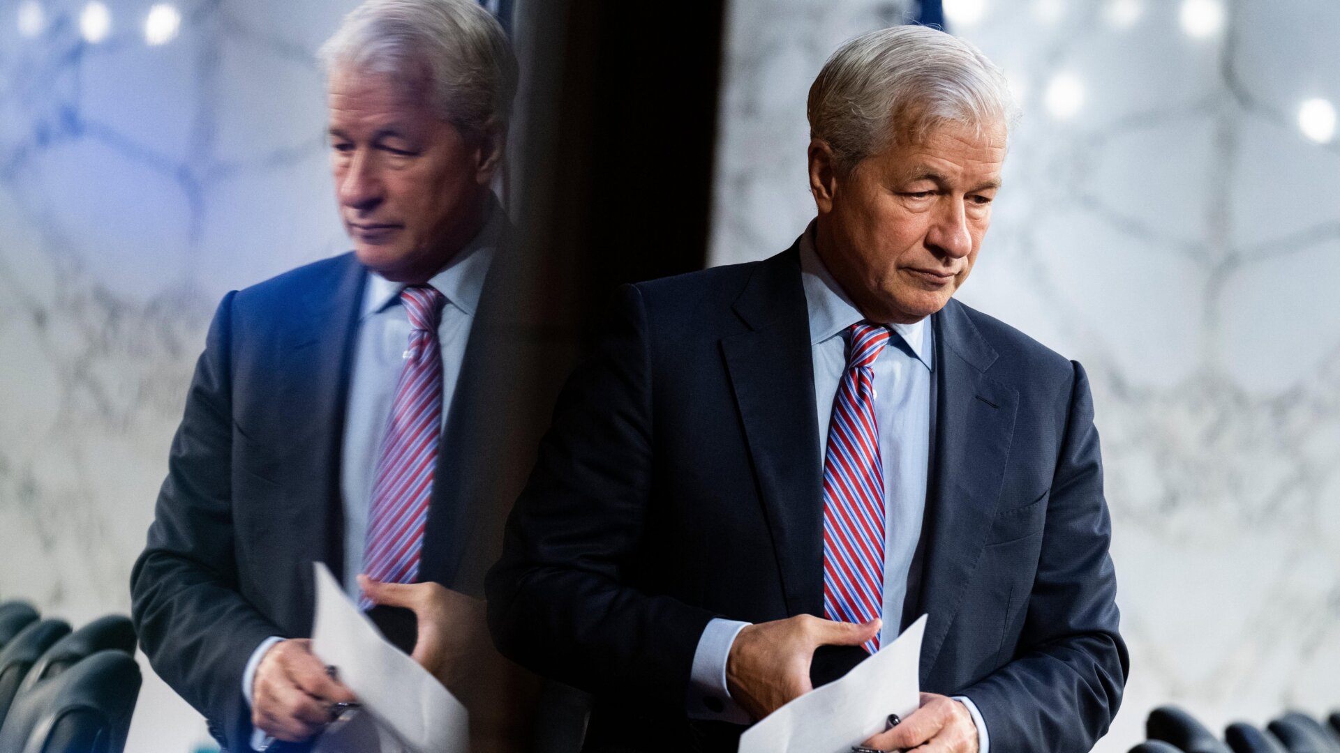 Jamie Dimon, CEO of JPMorgan Chase, arrives for the Senate Banking,  Housing, and Urban Affairs Committee hearing titled Annual Oversight of  the Nations Largest Banks on September 22,  2022.
