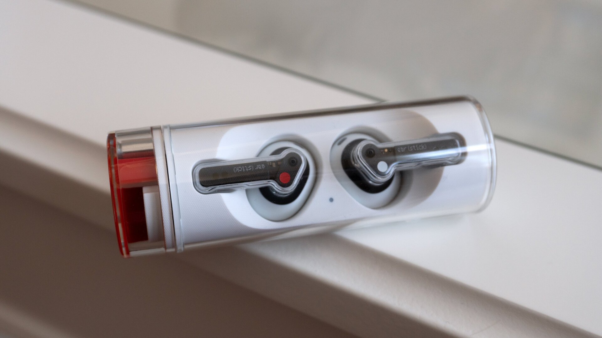 I wish the Ear (stick)‘s charging case was asymmetrically weighted so it was less prone to rolling off a desk.