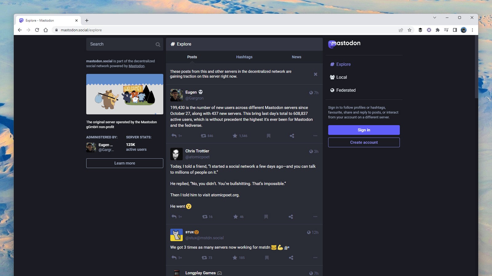 Screenshot: Mastodon