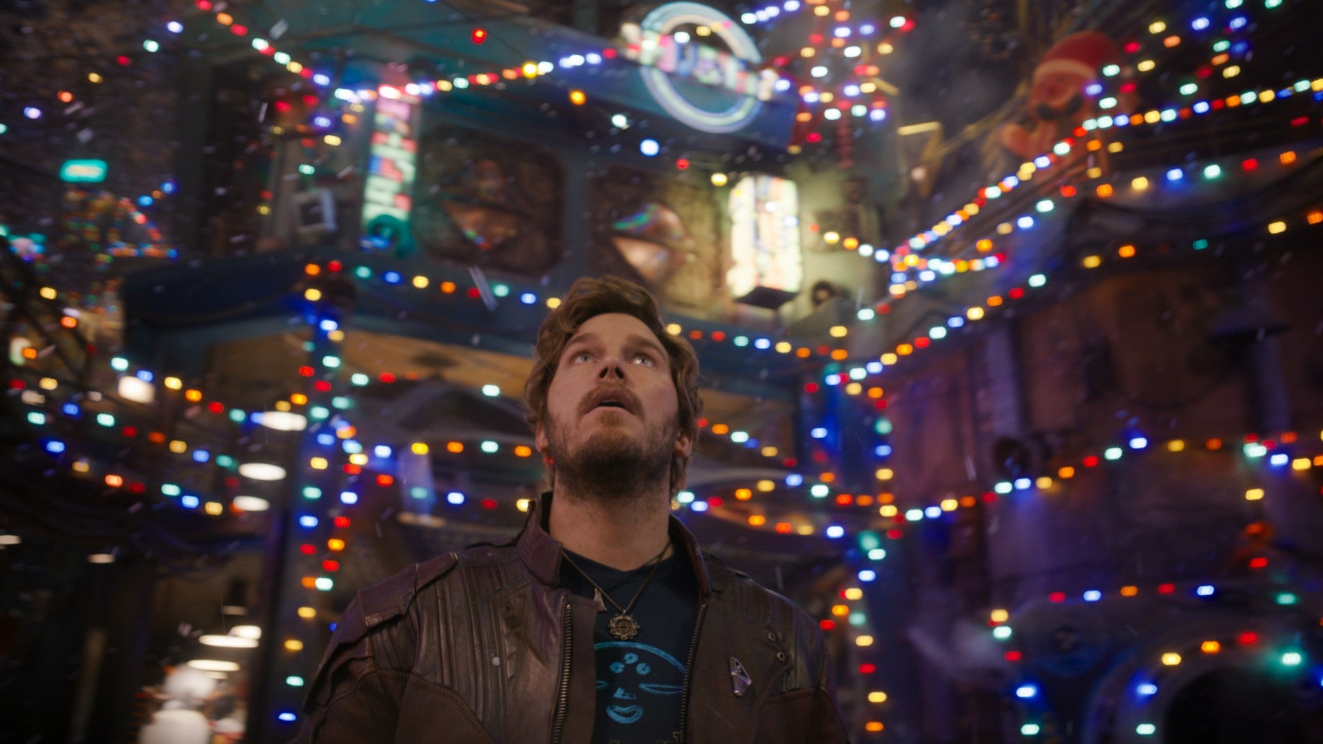 Peter Quill marveling at the magic of Christmas.