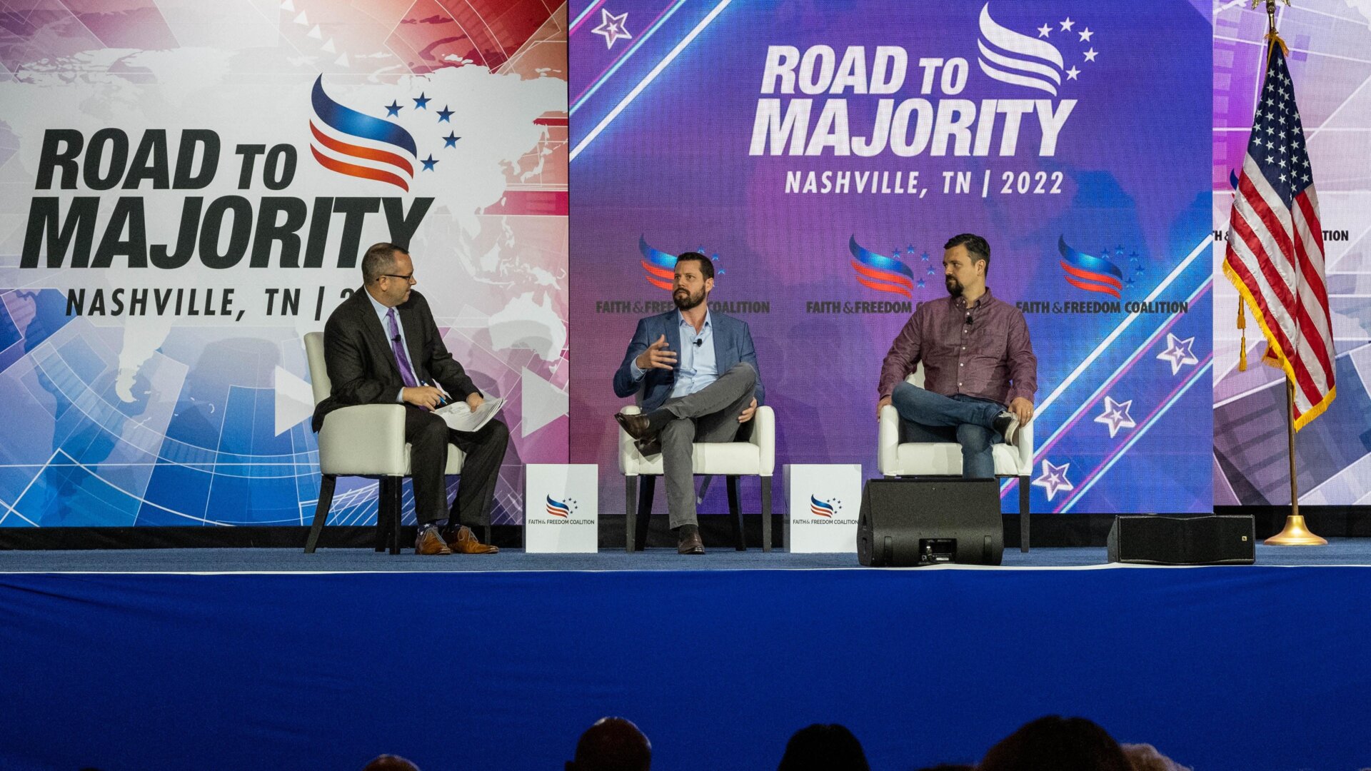 Seth Dillon, center, the CEO of the Babylon Bee said that earlier this year Elon Musk contacted his company over their supposed Twitter ban.