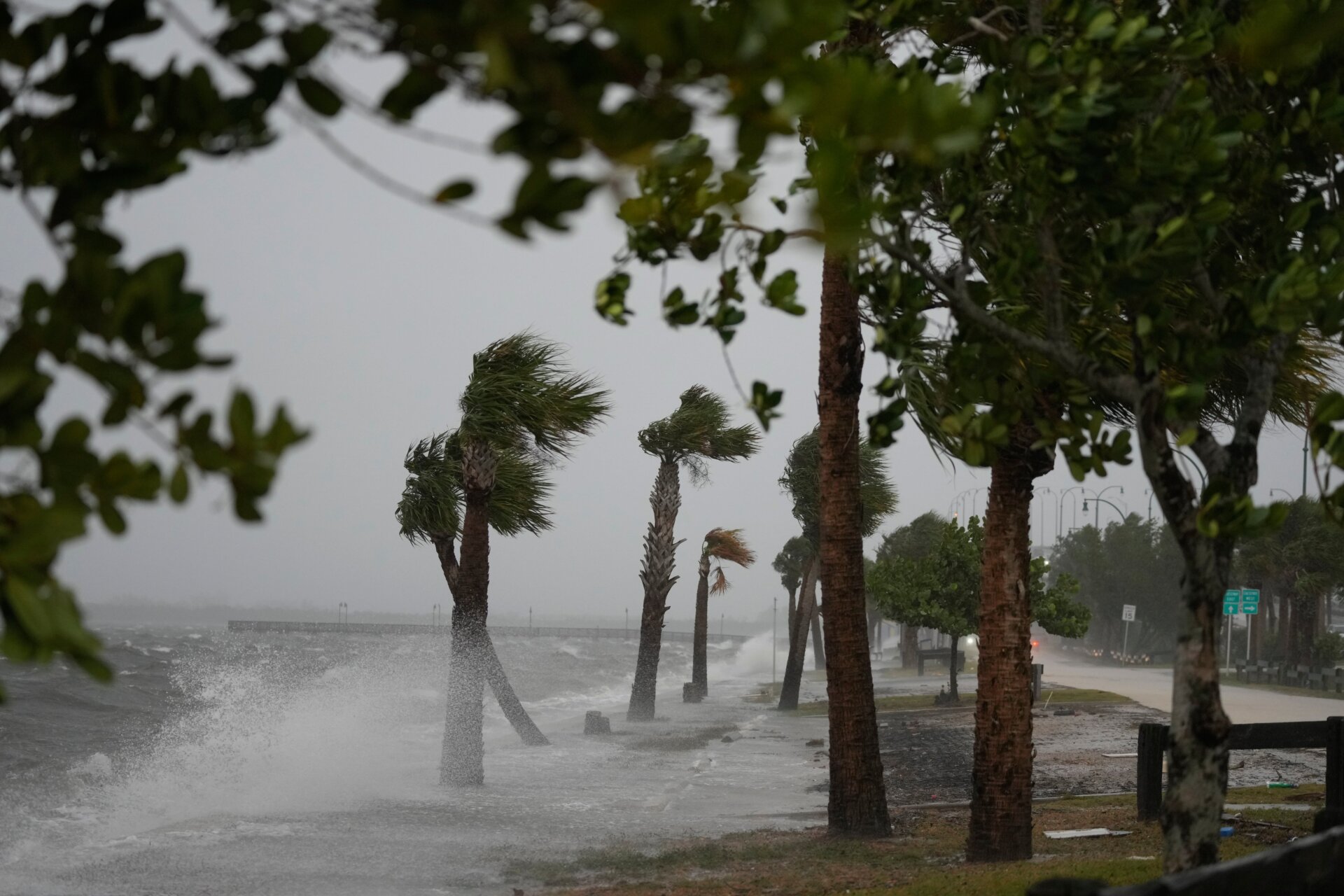 Waves crash along shoreline on the Jensen Beach Causeway