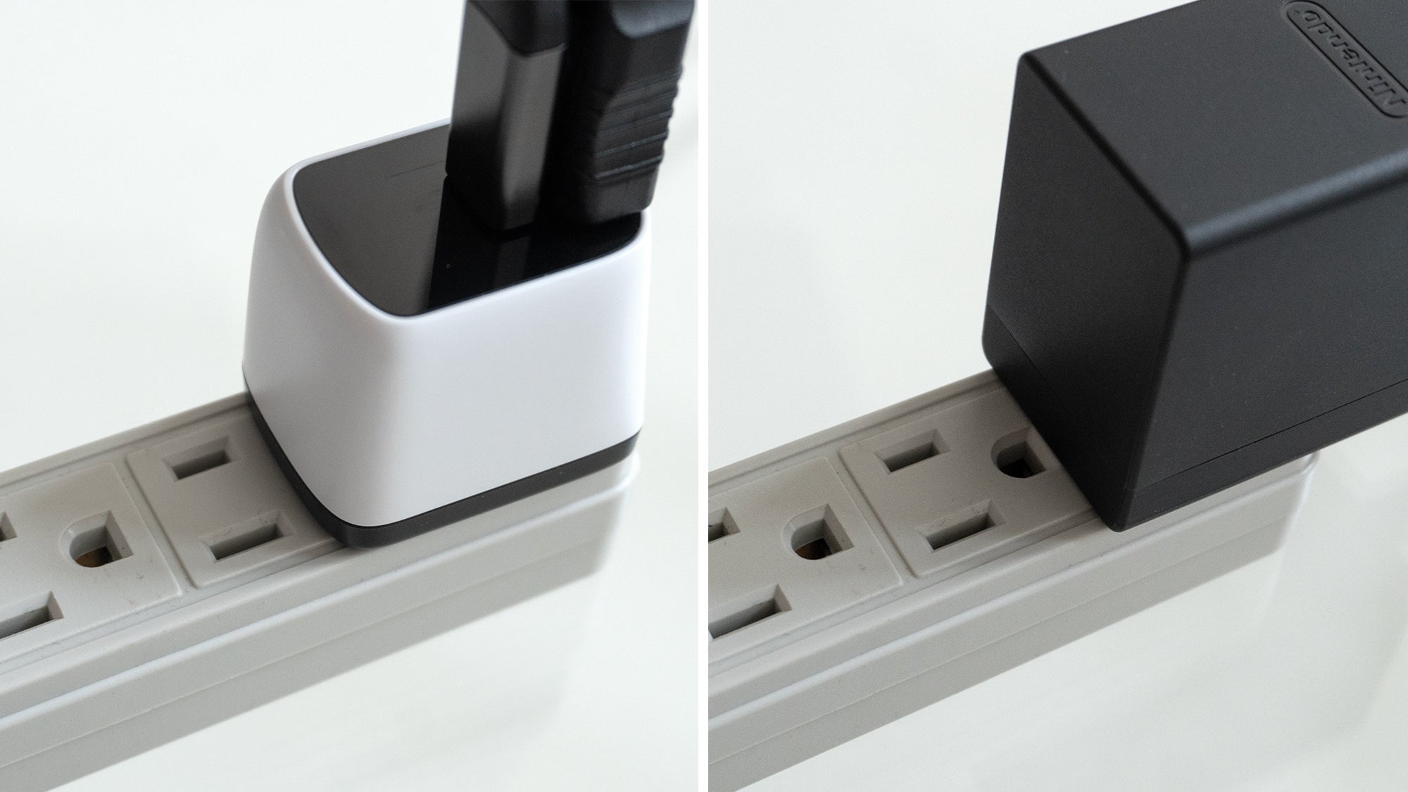 The position of the prongs on the back of the Covert Dock Mini covered a neighboring outlet on the power bar I tested it with, but this was not a problem with the device plugged directly into a wall outlet.