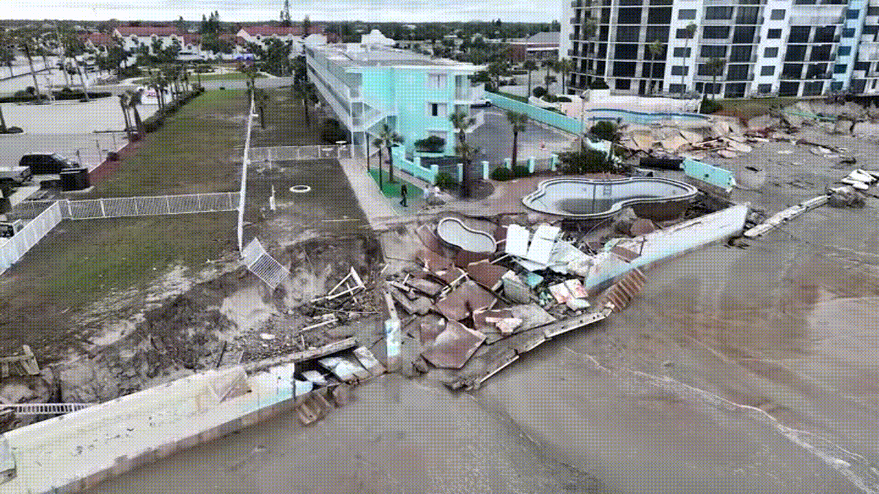 Beachfront hotels and condos in Daytona Beach were also heavily damaged by Hurricane Nicole. 