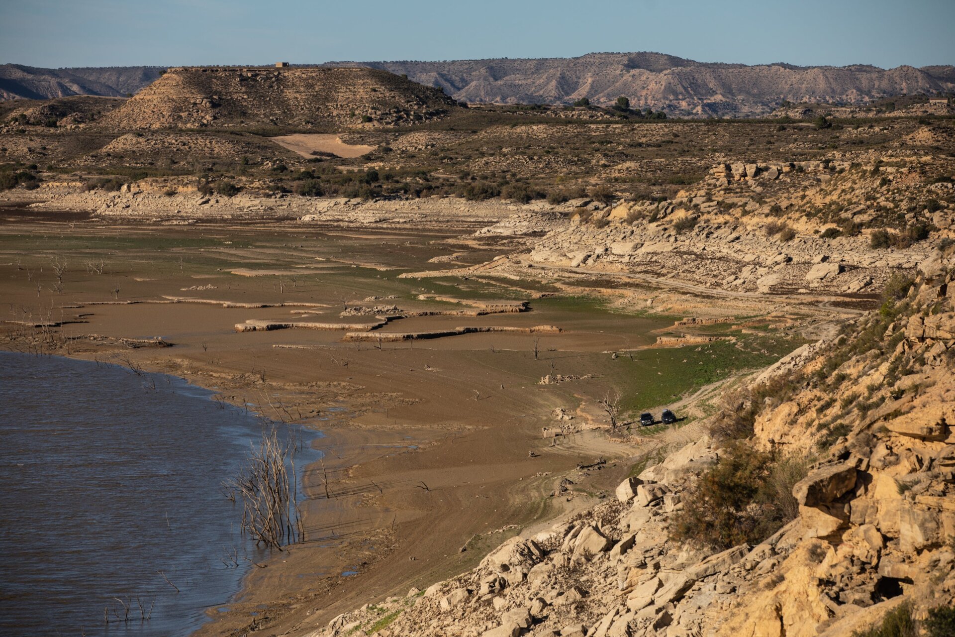 Low water levels on the reservoir.