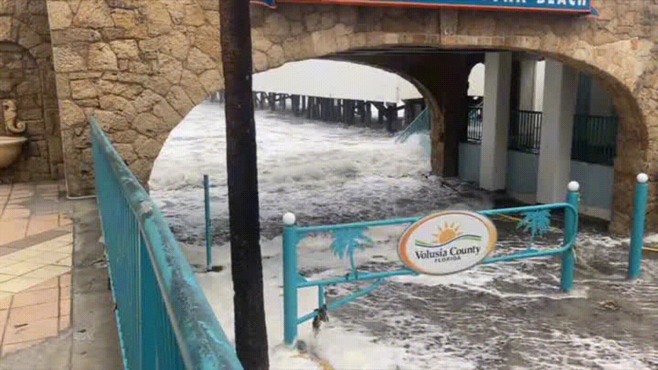 In Daytona Beach, water flooded roadways.