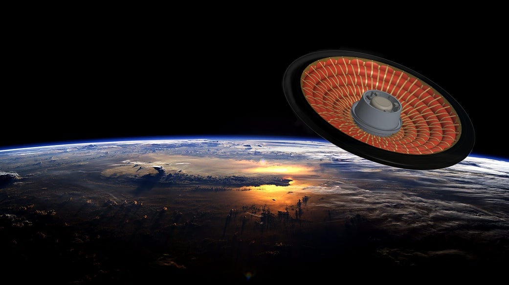 Artist’s depiction of Low-Earth Orbit Flight Test of an Inflatable Decelerator (LOFTID).