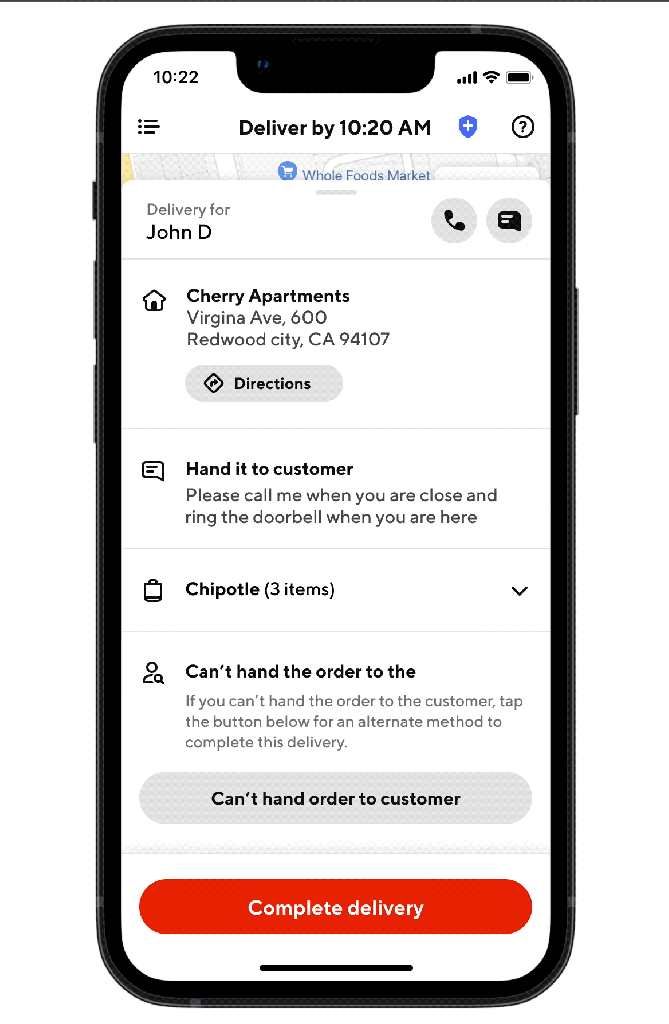 Check-ins will happen automatically if a delivery is taking longer than expected. 