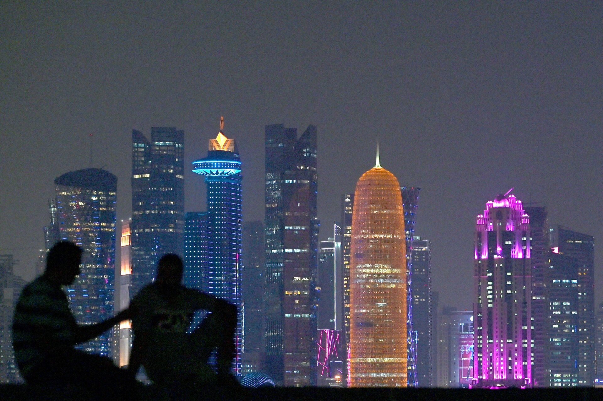 The city skyline of Doha in Qatar.