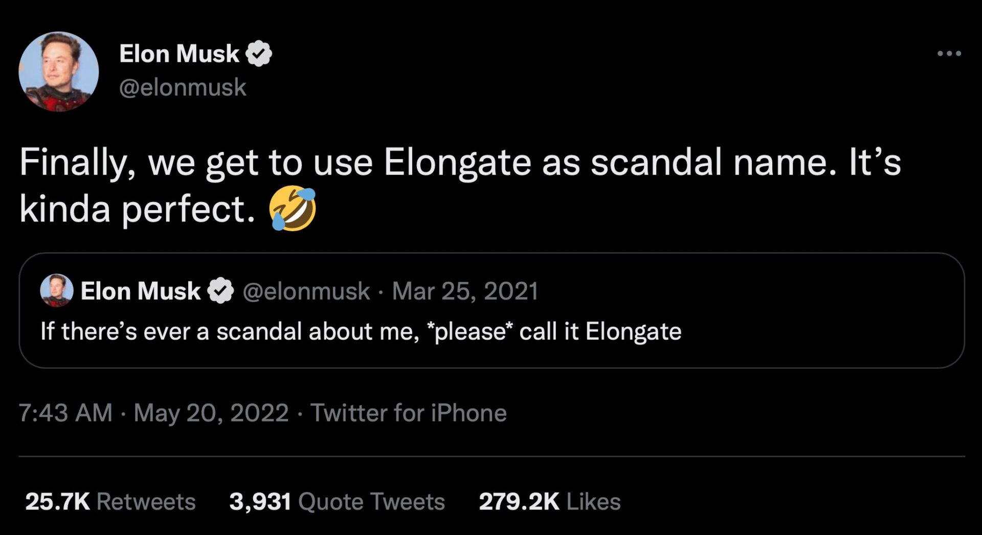 Screenshot: Jody Serrano / Gizmodo / @elonmusk