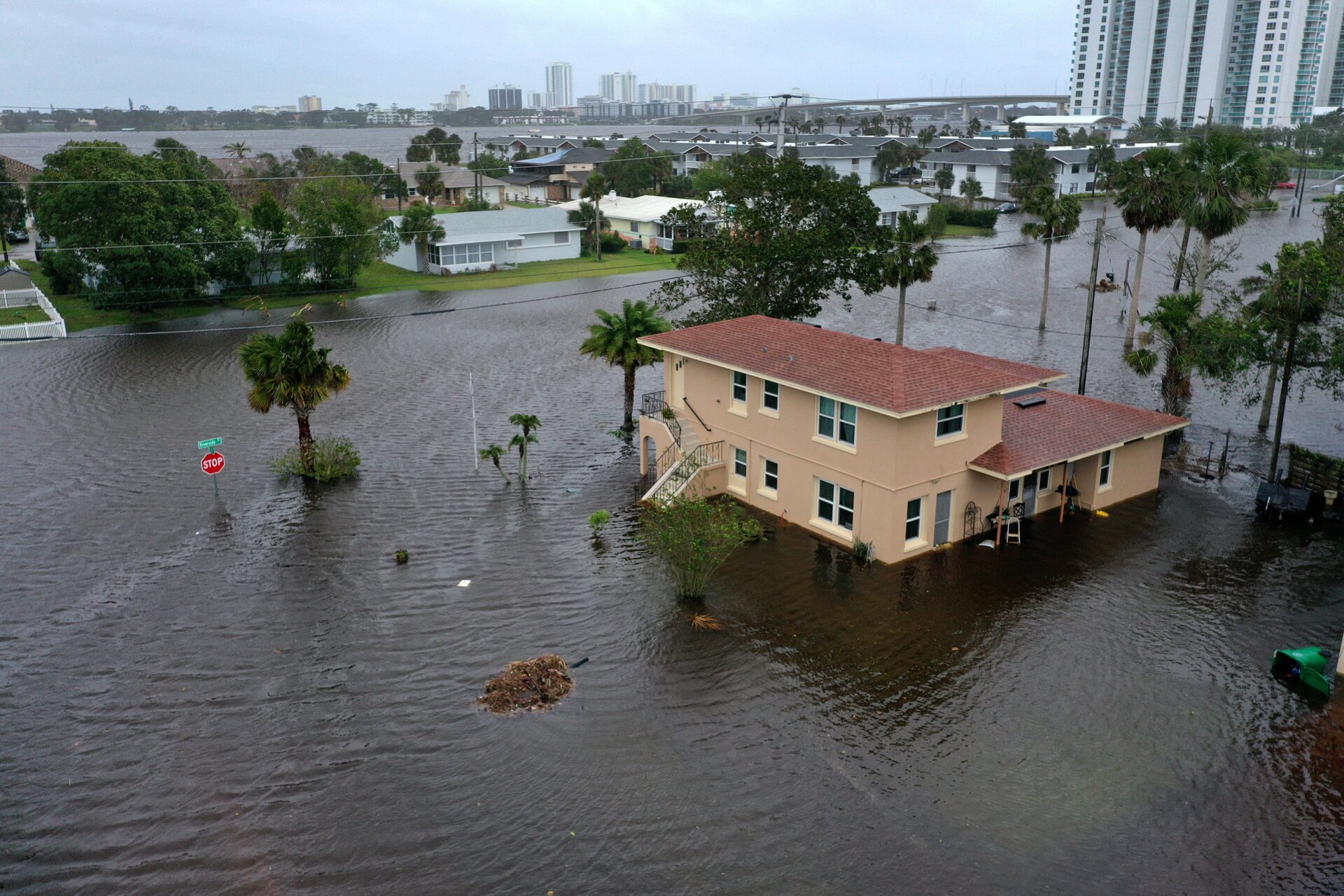 Large sections of Daytona Beach, Florida were submerged by the storm.