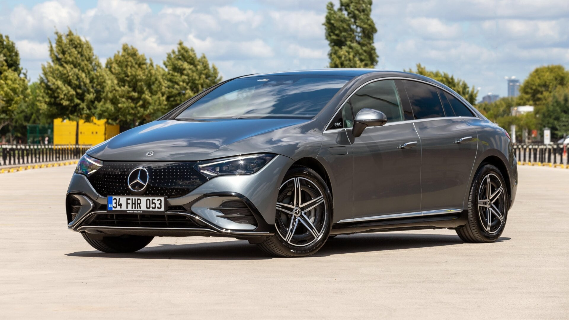 The Mercedes EQE, pictured here in Turkey, is one of the two models that can enroll in Acceleration Increase.