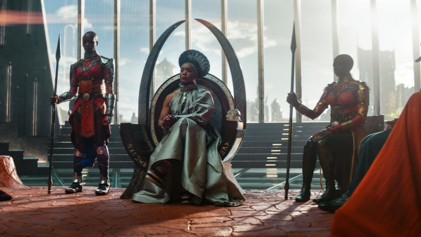 Queen Ramonda (Angela Bassett) rules Wakanda.