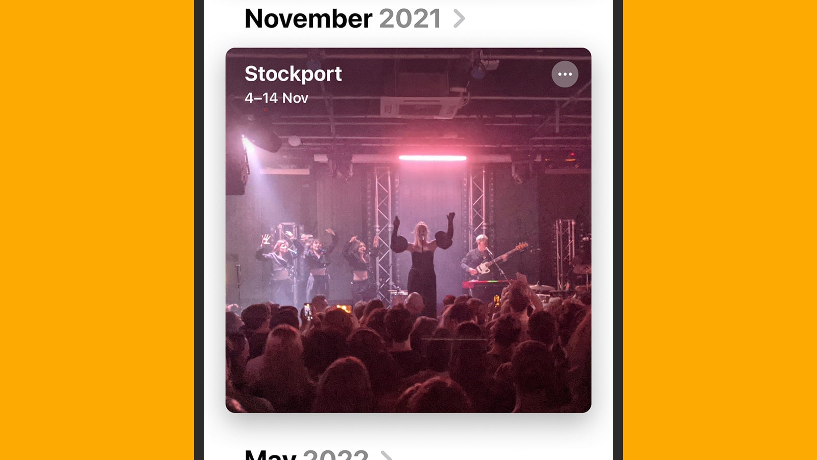 You can browse by month or year in Apple Photos.