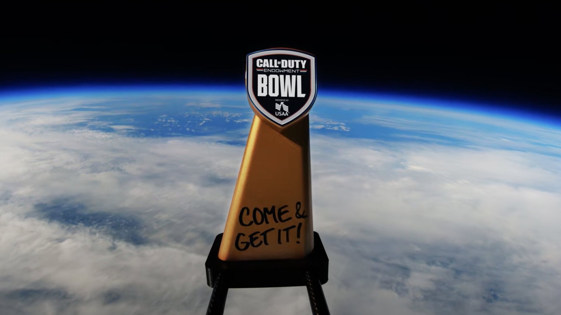 The trophy was launched into space ahead of the third annual Call of Duty Endowment Bowl on December 16.