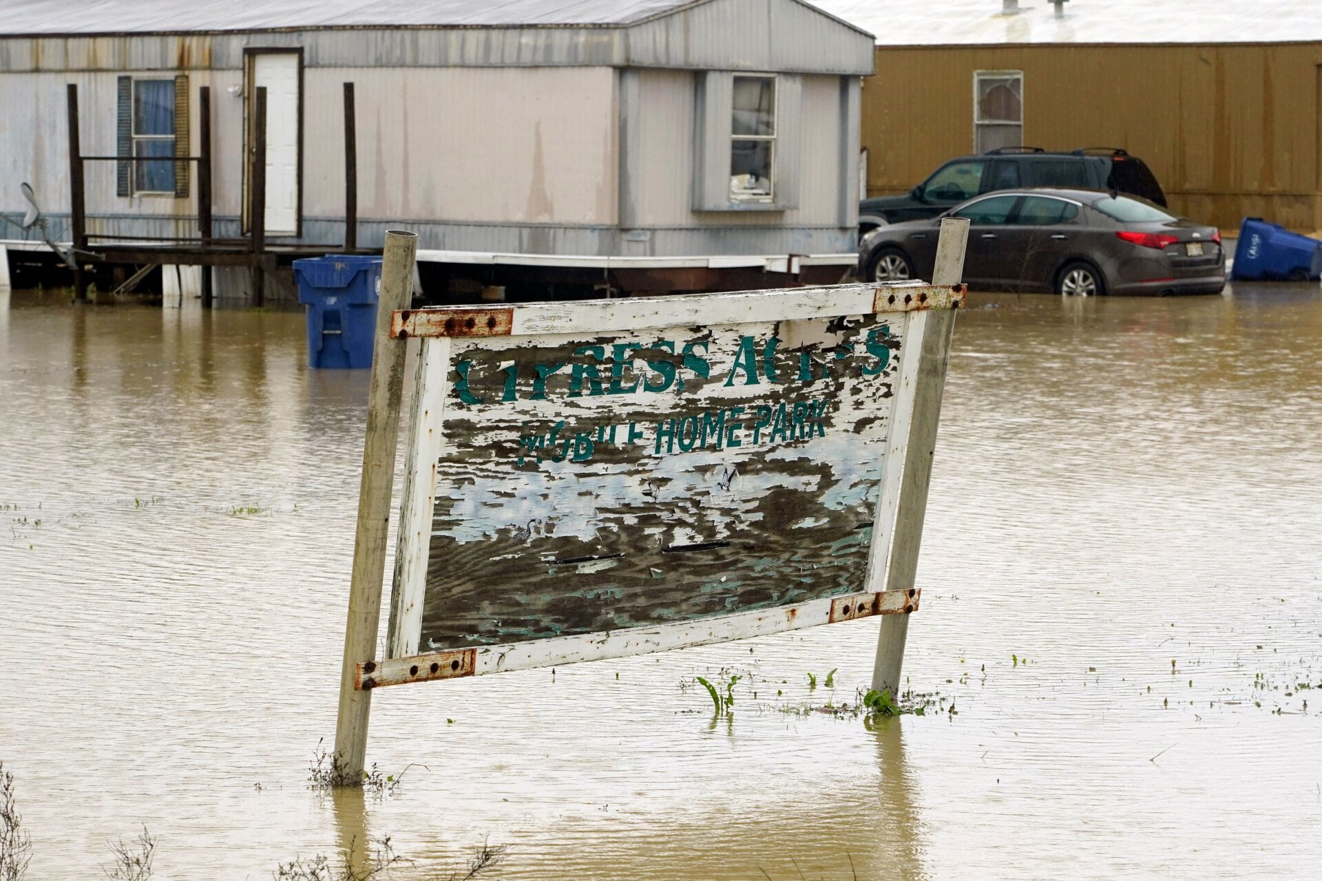 A flooded mobile home community in Ruleville, Mississippi on December 14. 