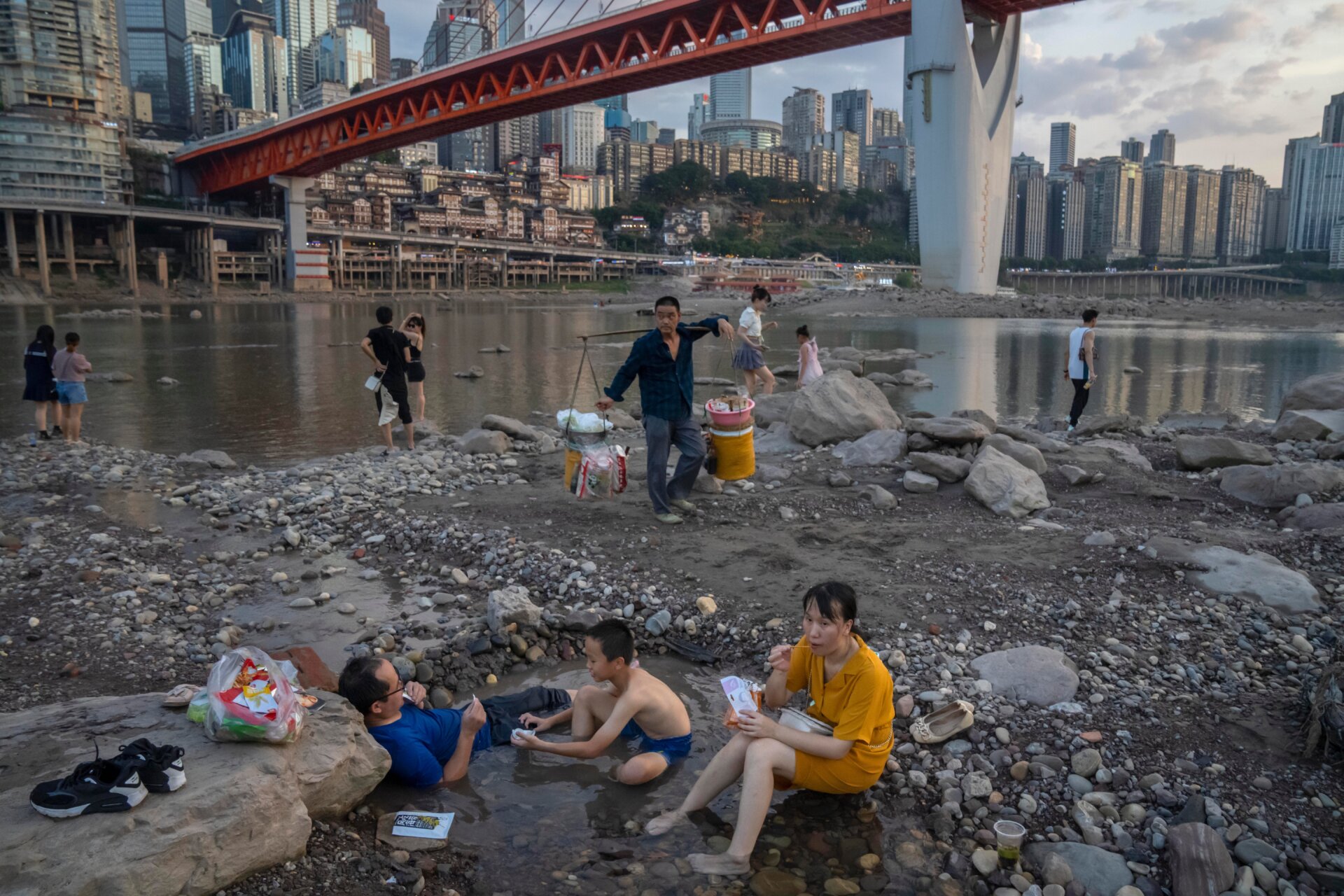Low water levels on the Jialing River in China’s Chongqing Municipality in August.