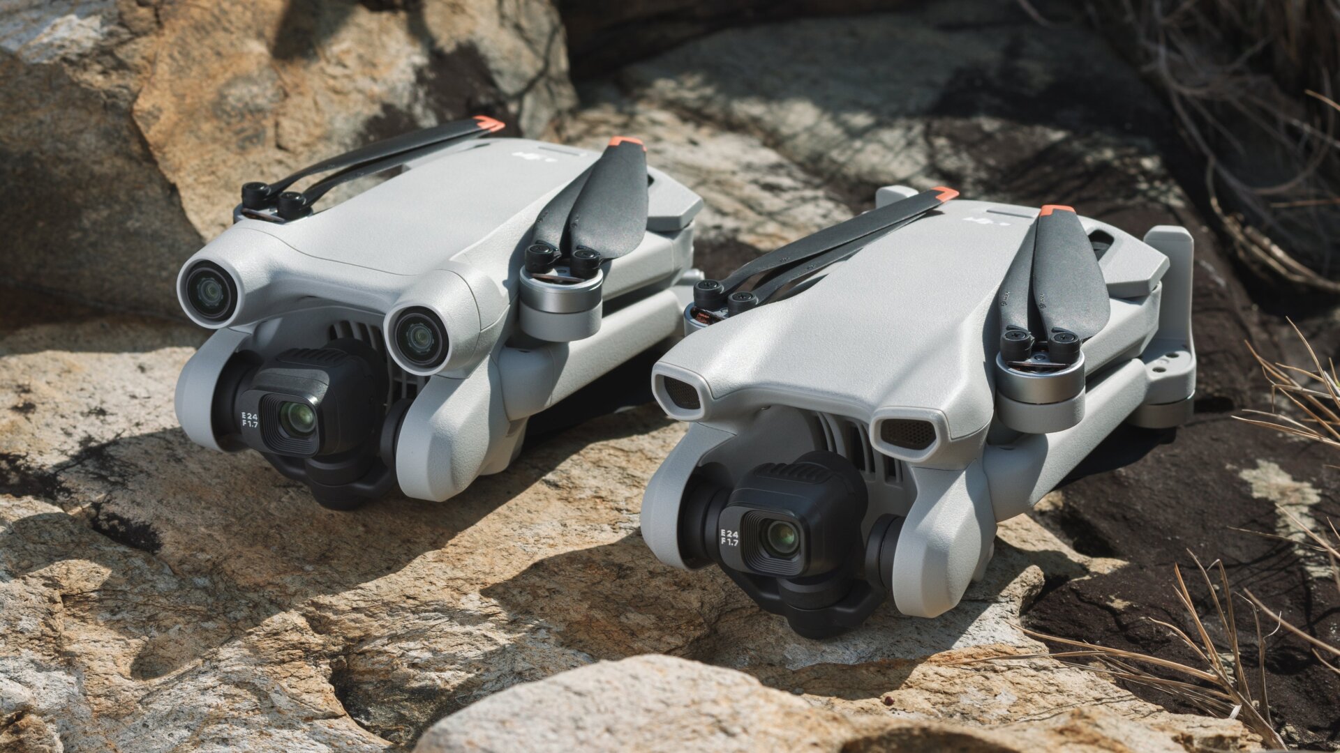 The DJI Mini 3 Pro (left) versus the new DJI Mini 3 (right).