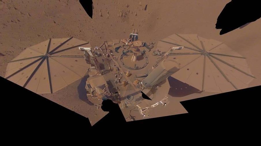 InSight’s final selfie, snapped in April 2022.
