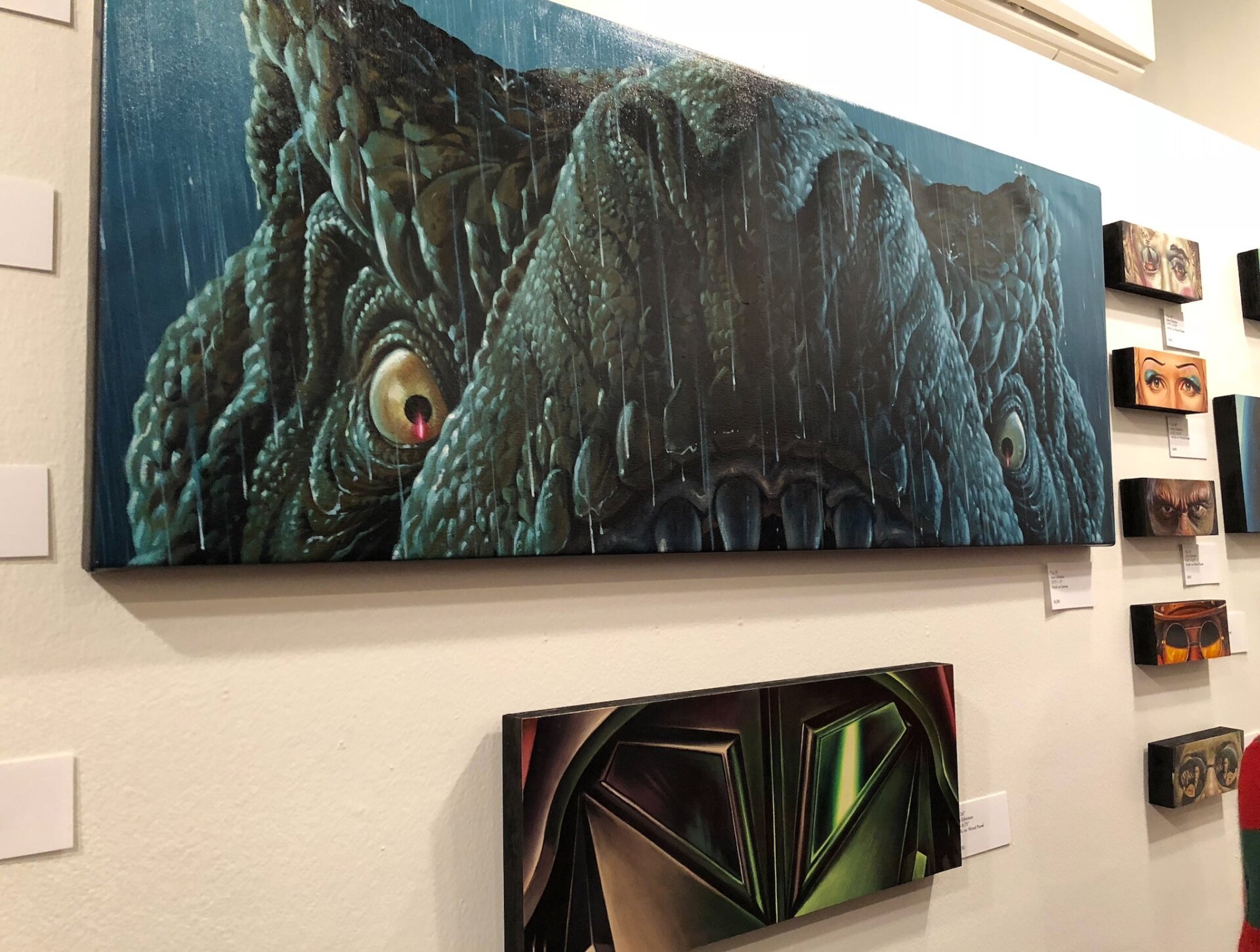 An image from the 2018 gallery show of eyes being to scale. 