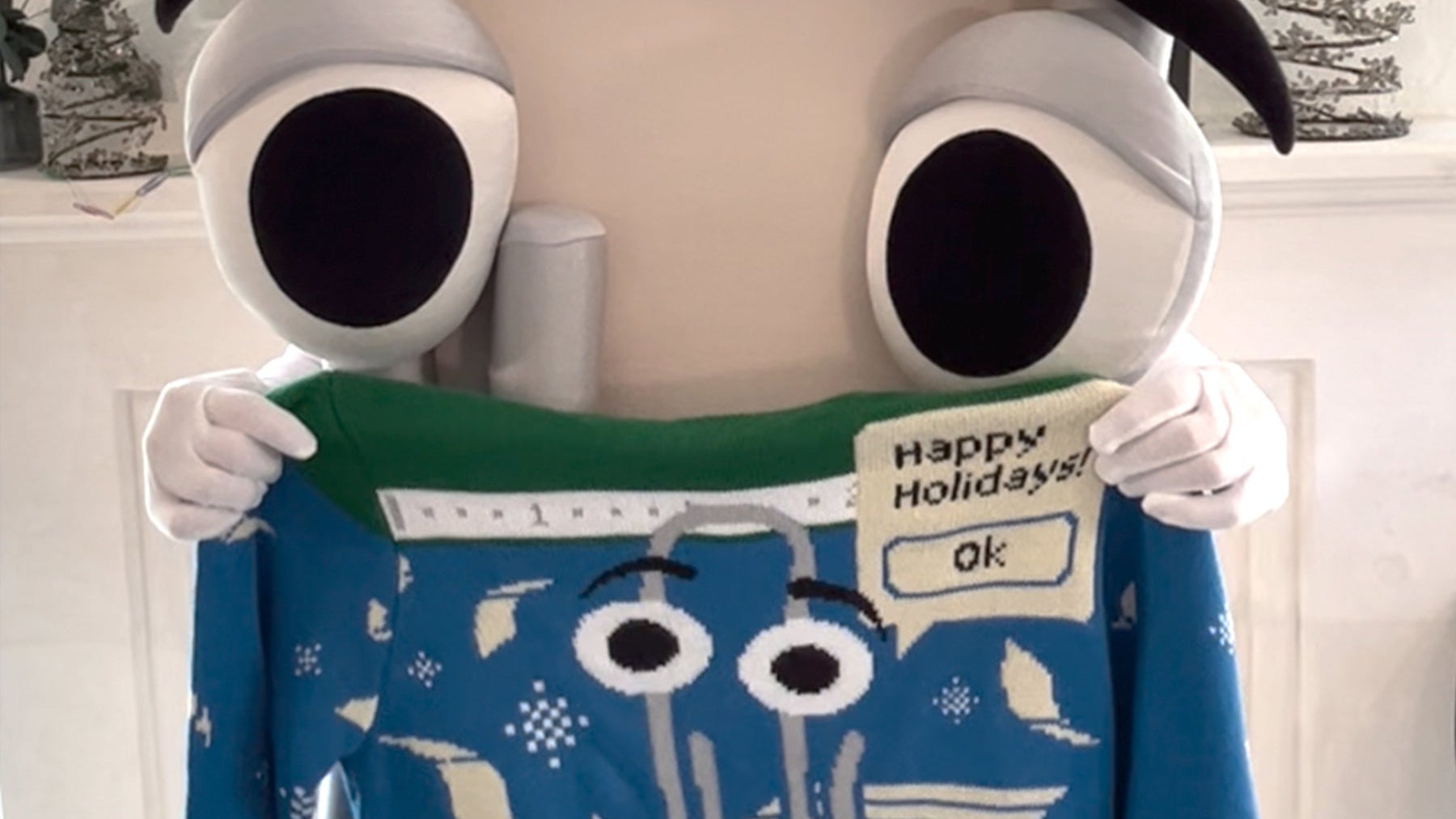 We tried on the holiday Clippy sweater. It was fine!