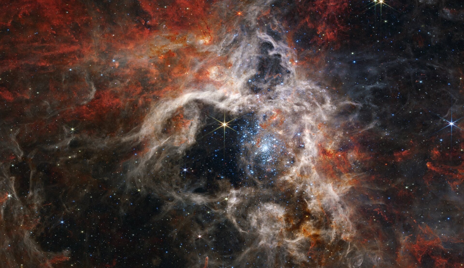 The Tarantula Nebula, as seen by Webb.
