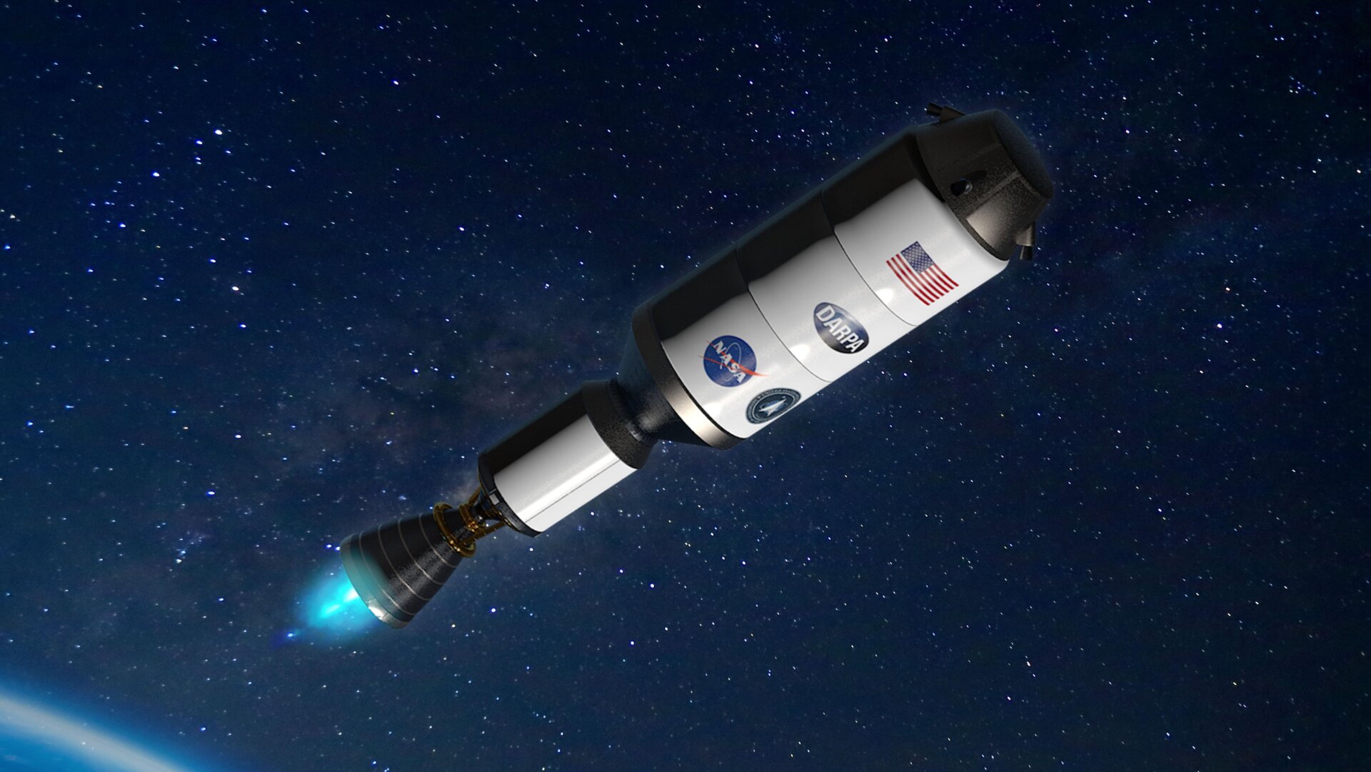 An artist’s impression of the DRACO spacecraft, which will feature the new nuclear thermal rocket engine.