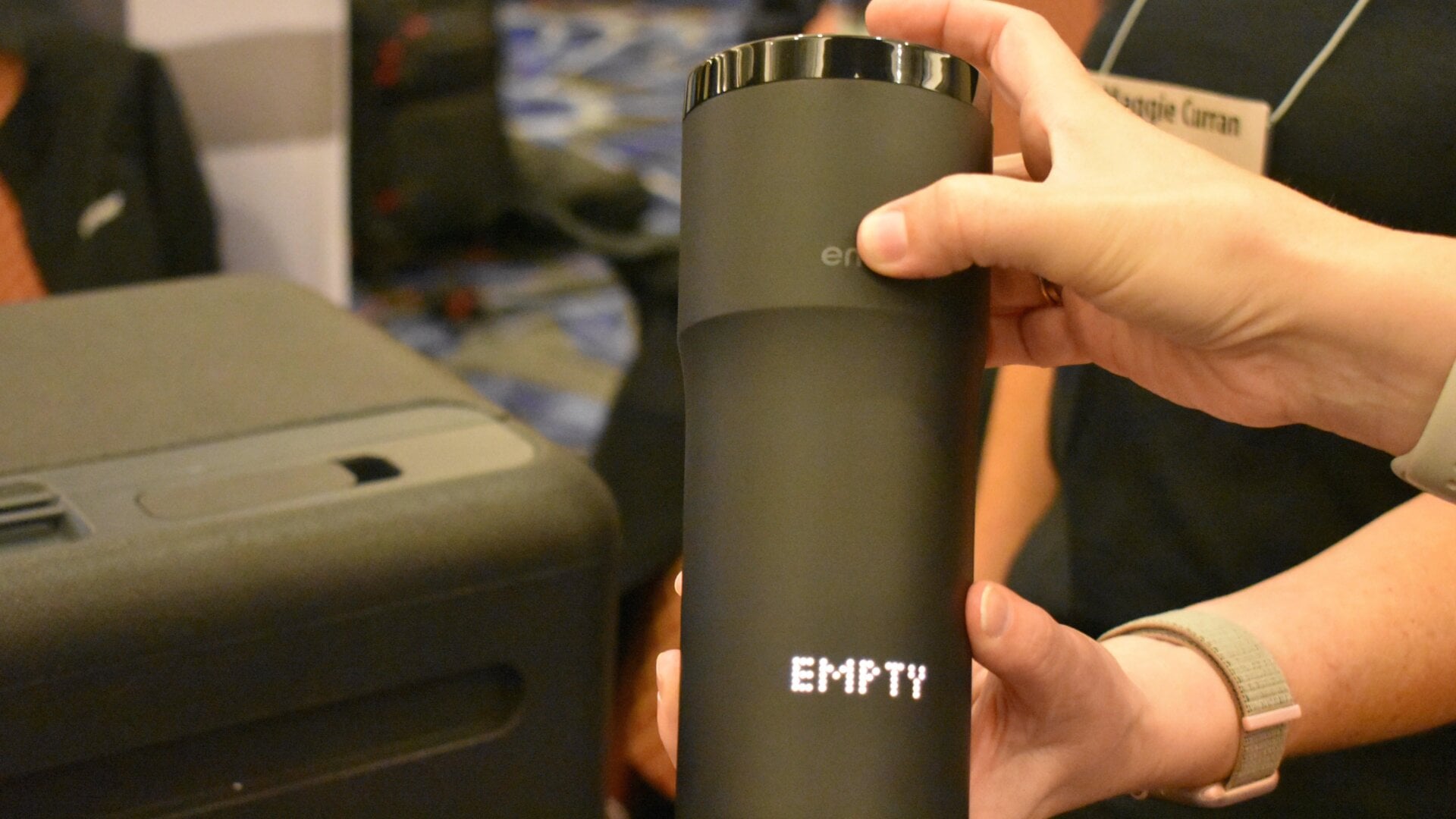 The Travel Mug 2+ also shows when the container is empty, and lets users control the temperature.