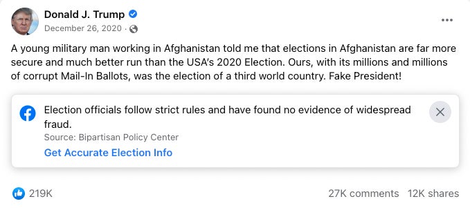 Screenshot: Facebook/Donald Trump