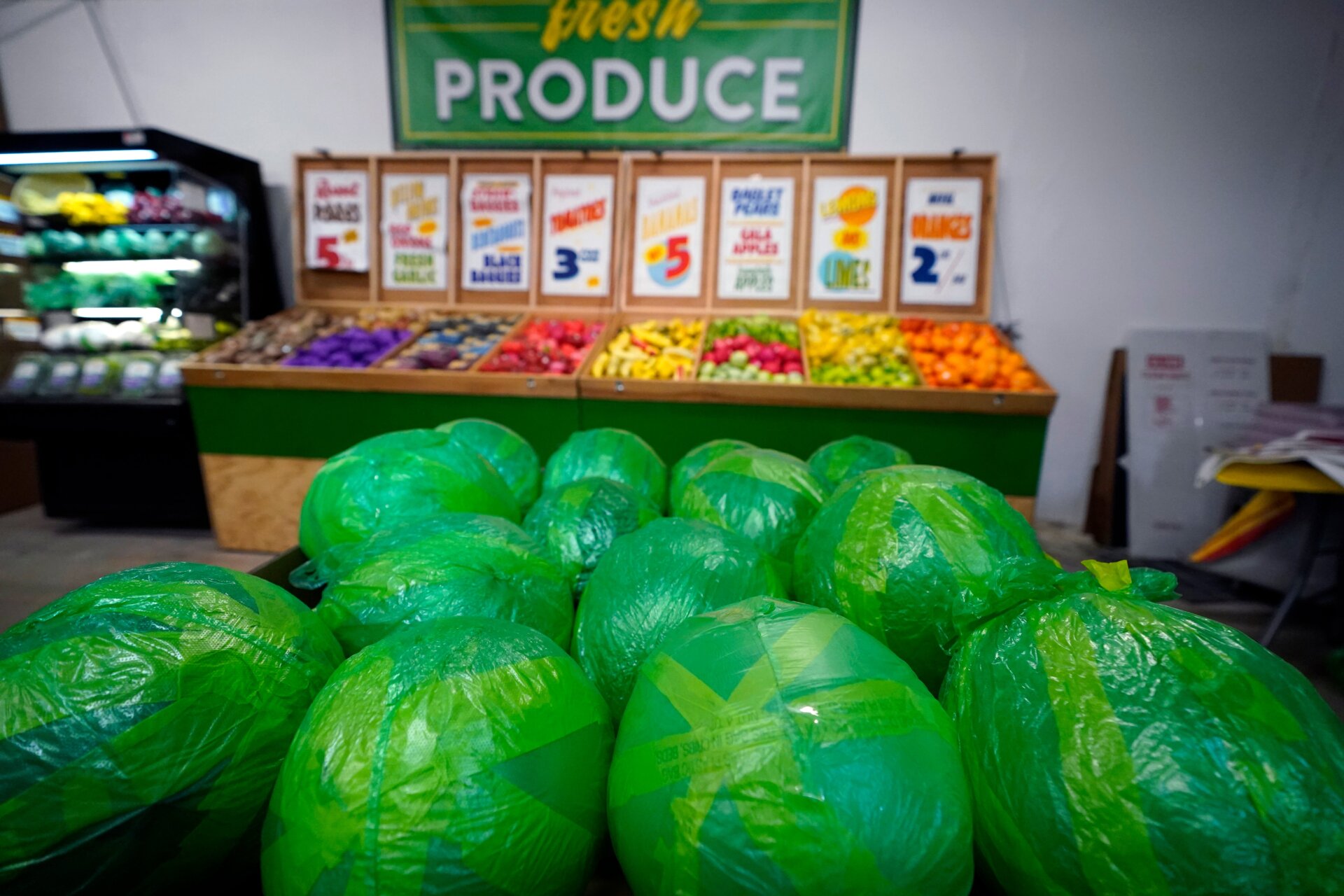 Melons made of bags.