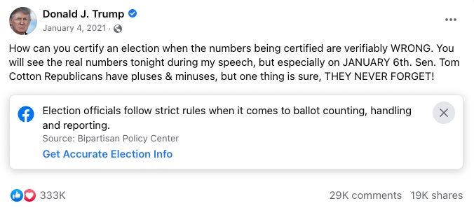 Screenshot: Facebook/Donald Trump