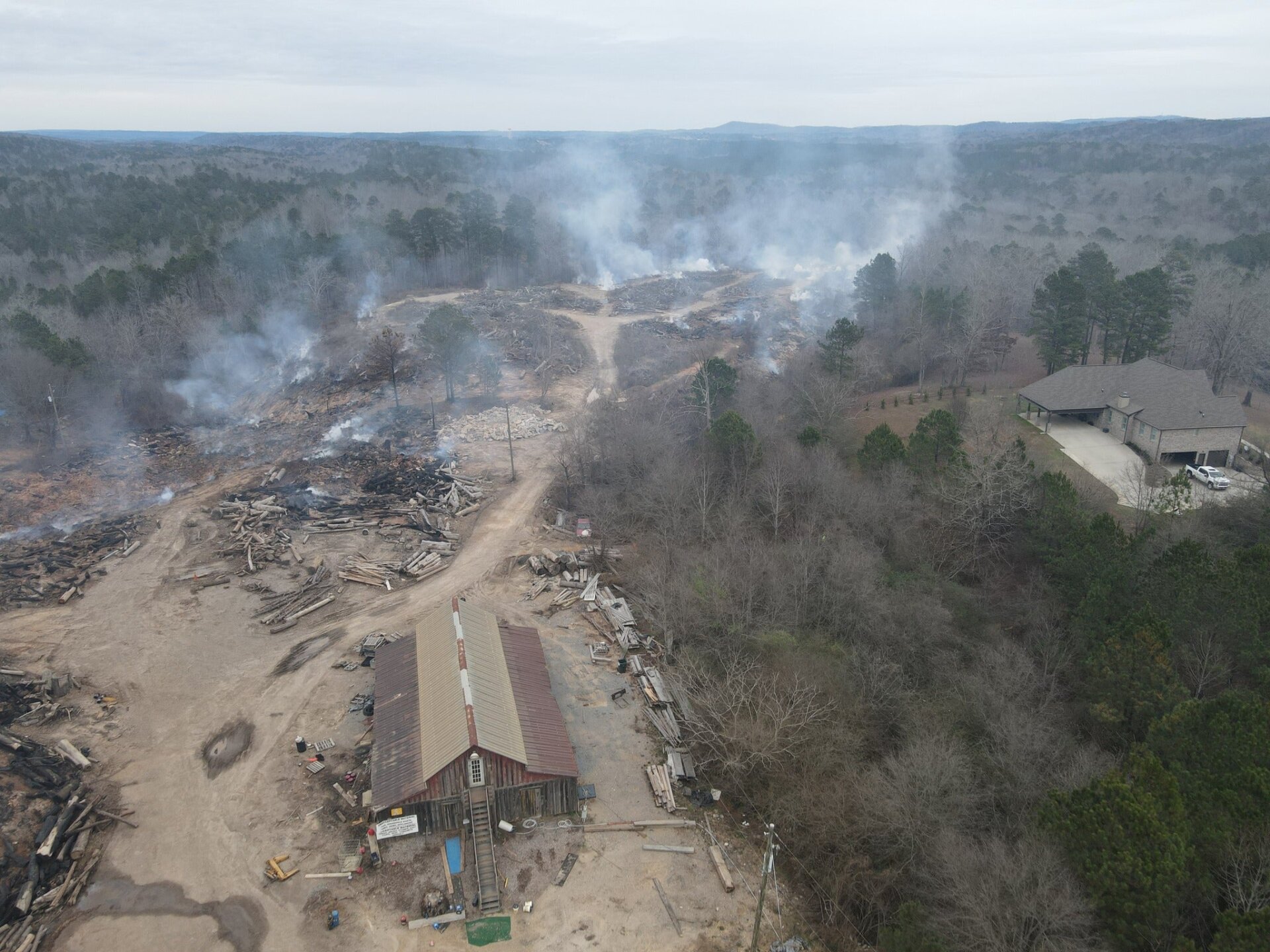 The smoke from an Alabama landfill rising over St. Clair County. 