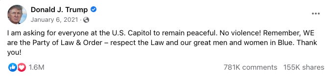 Screenshot: Facebook/Donald Trump