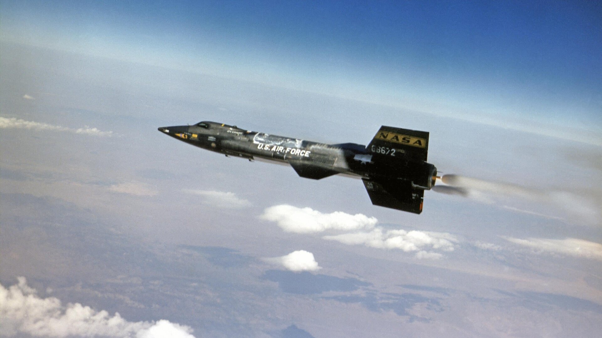 The X-15 hurtling through the air in an undated NASA photo.