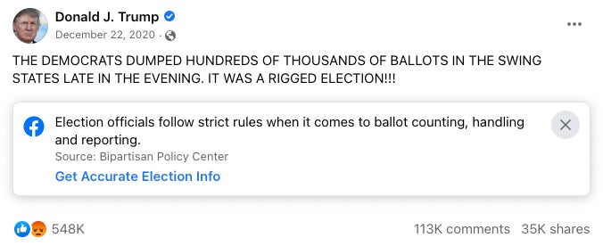 Screenshot: Facebook/Donald Trump