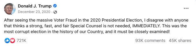 Screenshot: Facebook/Donald Trump