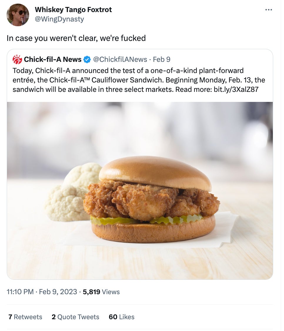 Our society can’t function if there are plant-based options in fast food restaurants 