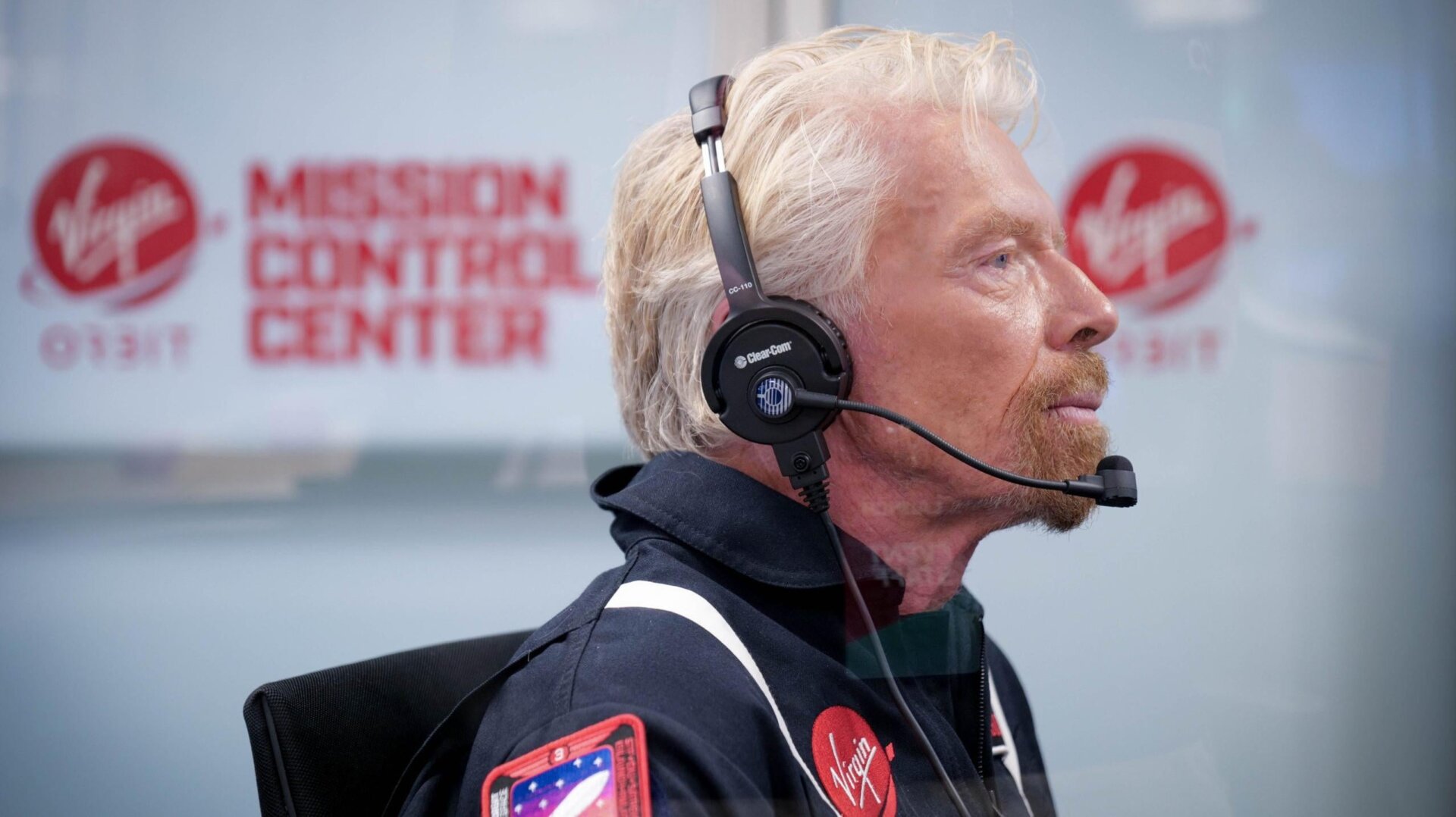 Virgin Group founder and owner Richard Branson during Virgin Orbit’s Tubular Bells: Part One mission on June 30, 2021.