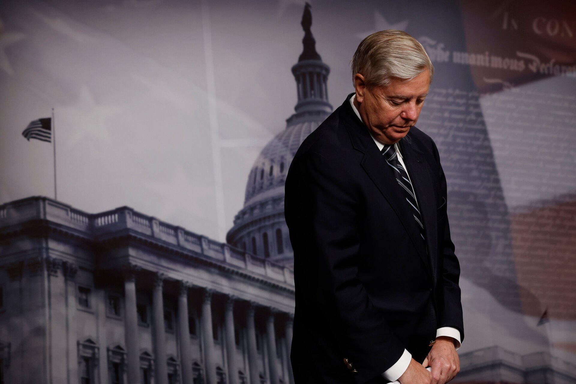South Carolina Sen. Lindsey Graham during a February news conference.