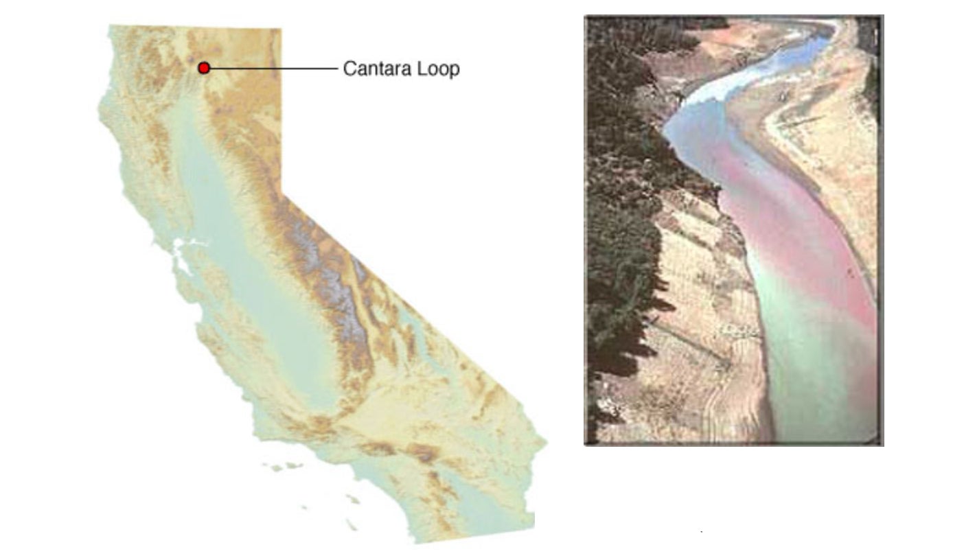 The sheen of pesticide seen on the Cantara Loop section of the Sacramento River.